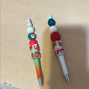 Festive Christmas Beaded Pens - Red and Green